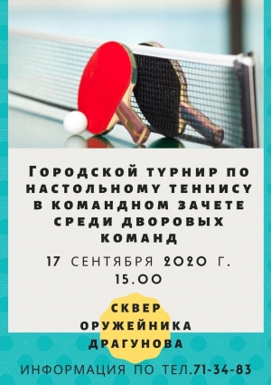 Городской турнир по настольному теннису